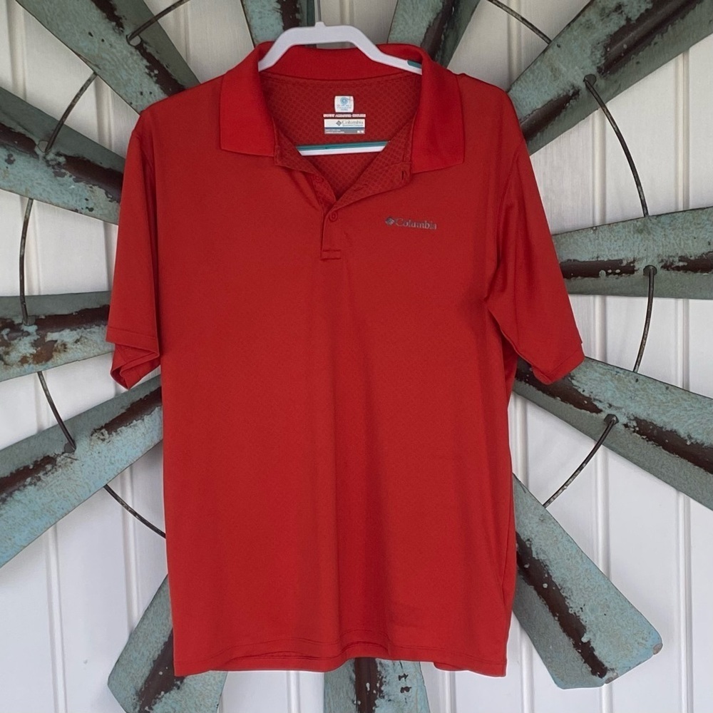 Columbia Men's Size M Orange Omni-Freeze Zero Short Sleeve Perform Polo Shirt